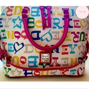 large multicolored doodle pebble grain satchel crossbody.